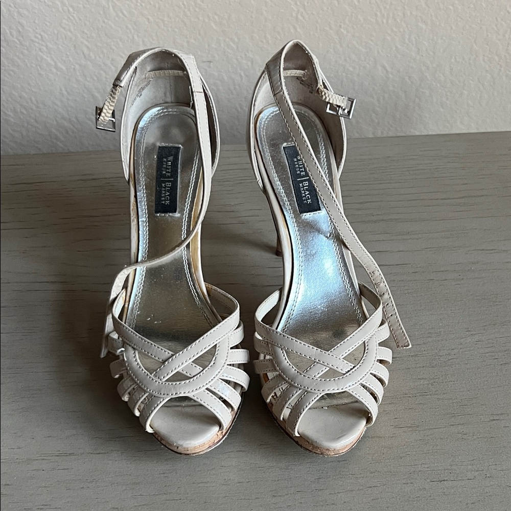White House Black Market Cream Strappy Heels